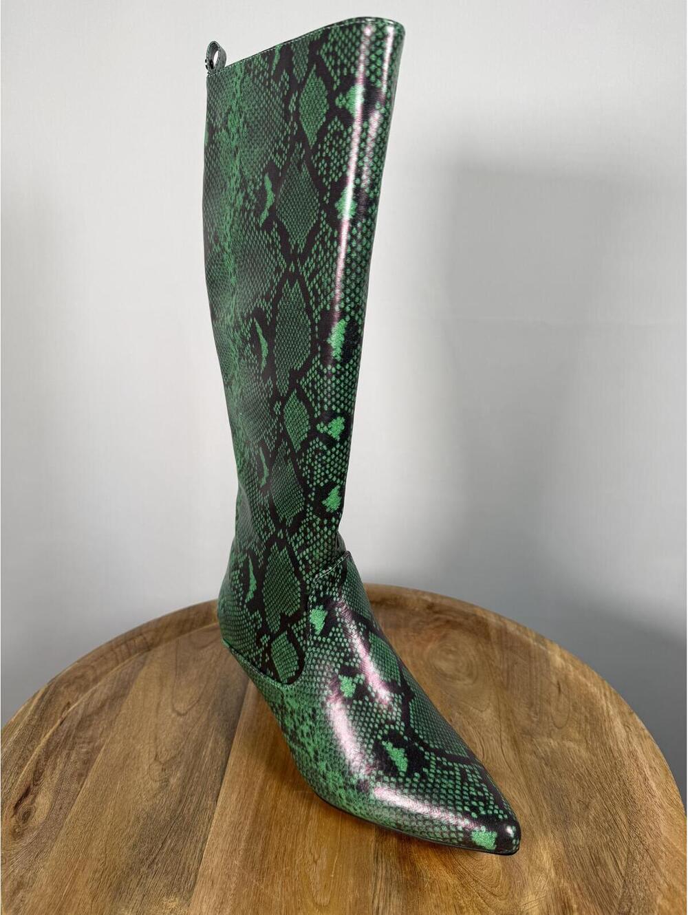 French Connection Green Snakeskin Heeled Boots Pointed Toe Size 6 NWB - Picture 10 of 12